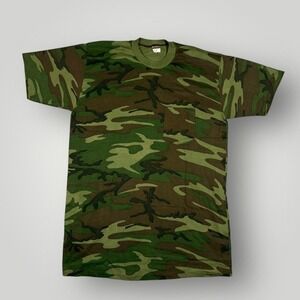 Vintage Black Sheep Shirt Mens XL Green Camo Pocket Hunting Military Tee 80s SS